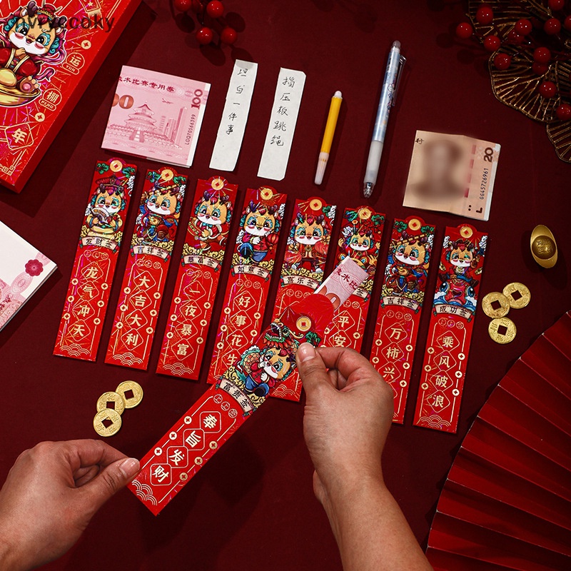 Set 12 Bao Lì Xì Năm Mới Hình Rồng Đỏ May Mắn