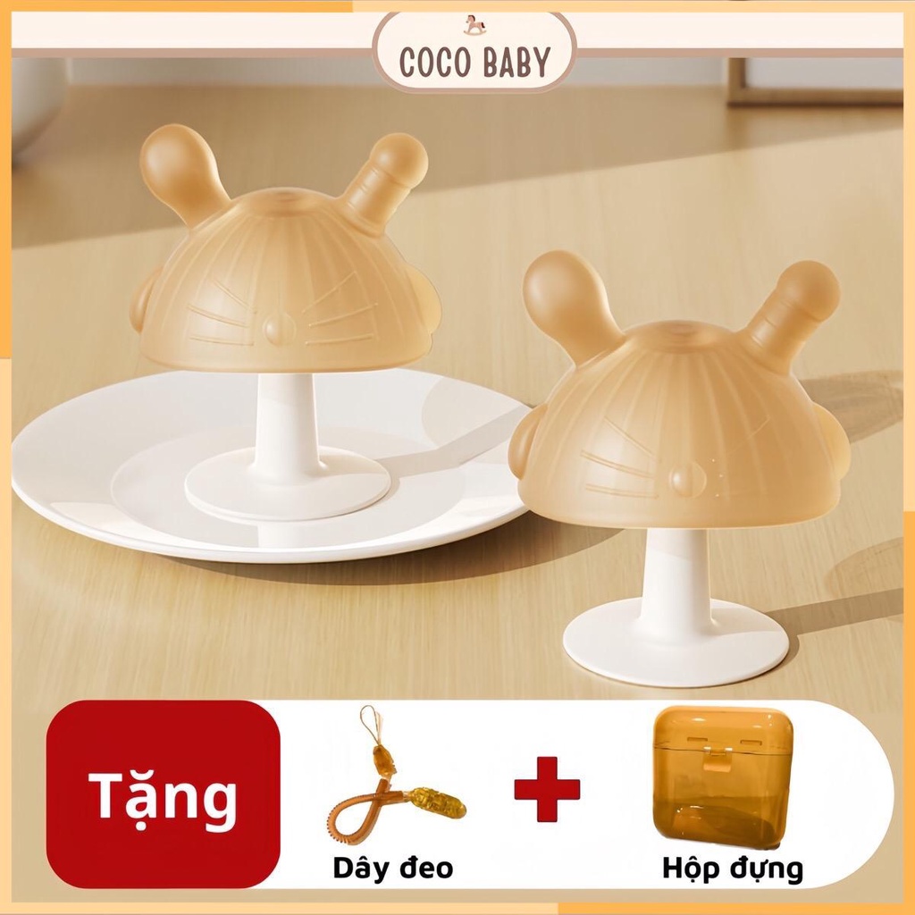 Gặm Nướu Silicon MỀM thiết kế giống T.i Mẹ cho bé từ 2 tháng tuổi+, giảm ngậm tay mút tay, cáu gắt Tặng Hộp và Dây Đeo