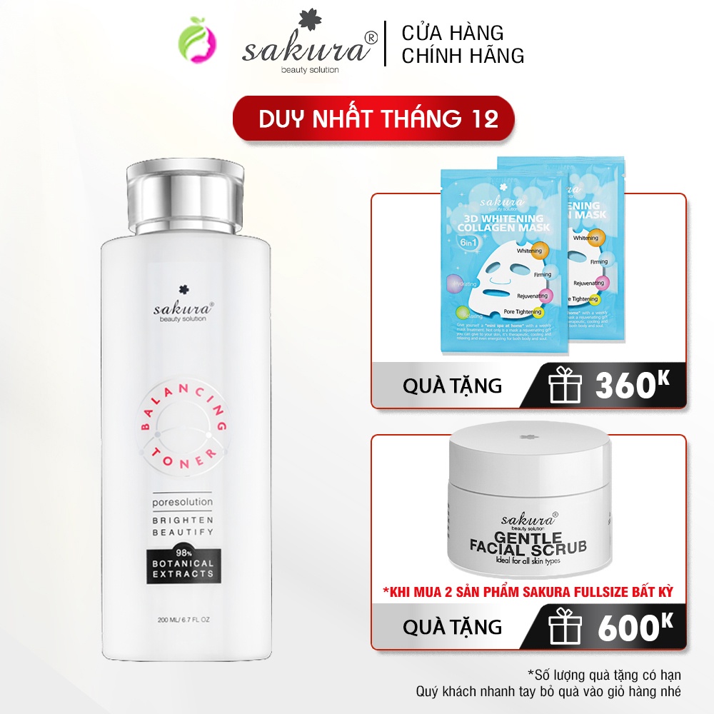 Nước hoa hồng cân bằng da Sakura Balancing Toner 200ml