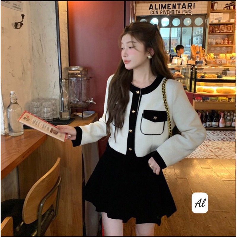 Set áo dạ chân váy nhung