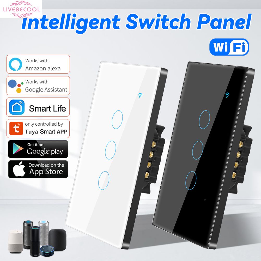 Tuya Wifi Thông Minh Công Tắc Cảm Ứng Ánh Sáng Cần Dây Trung Tính 1/2/3/4 Băng Đảng Cho Alexa Google Home livebecool