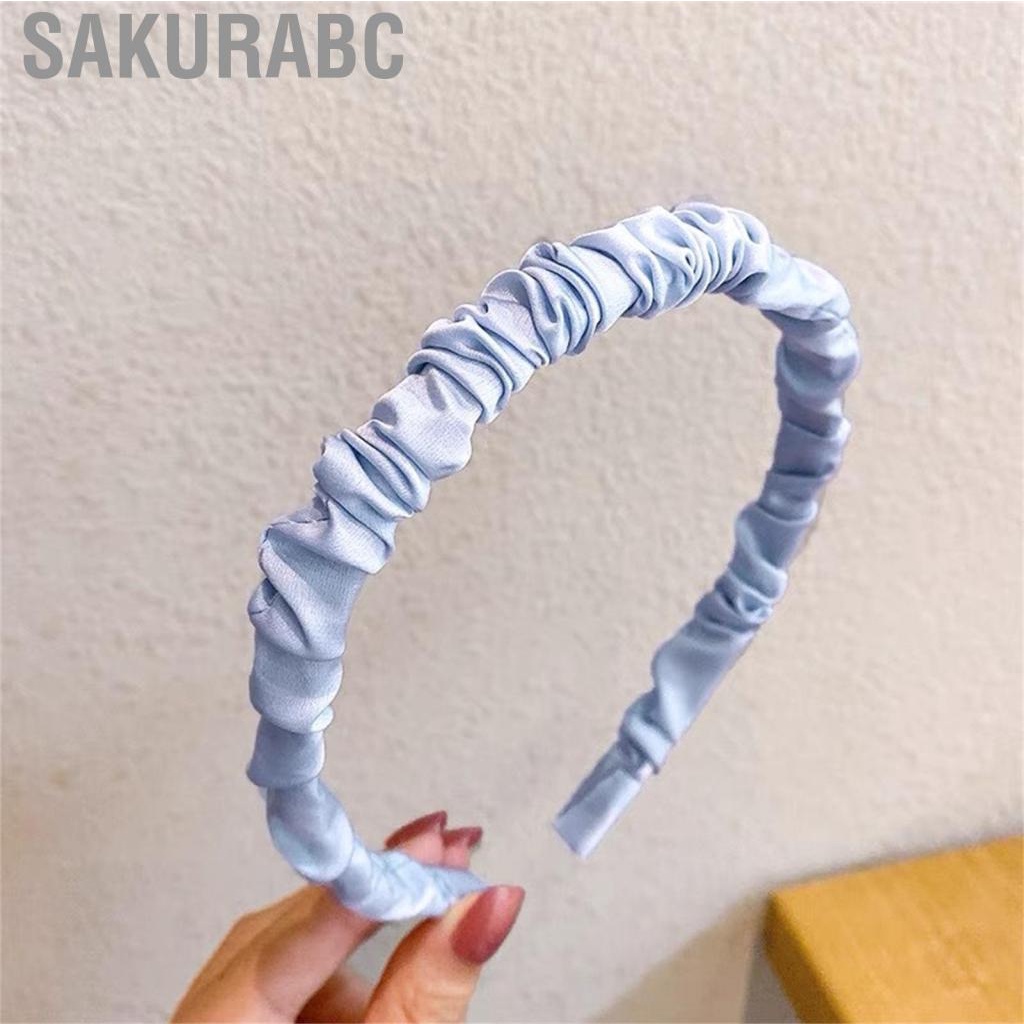 Sakurabc Ruched Hair Band Satin Pleated Headbands Ruffled Hoop Fashionable Accessories for Women Girls