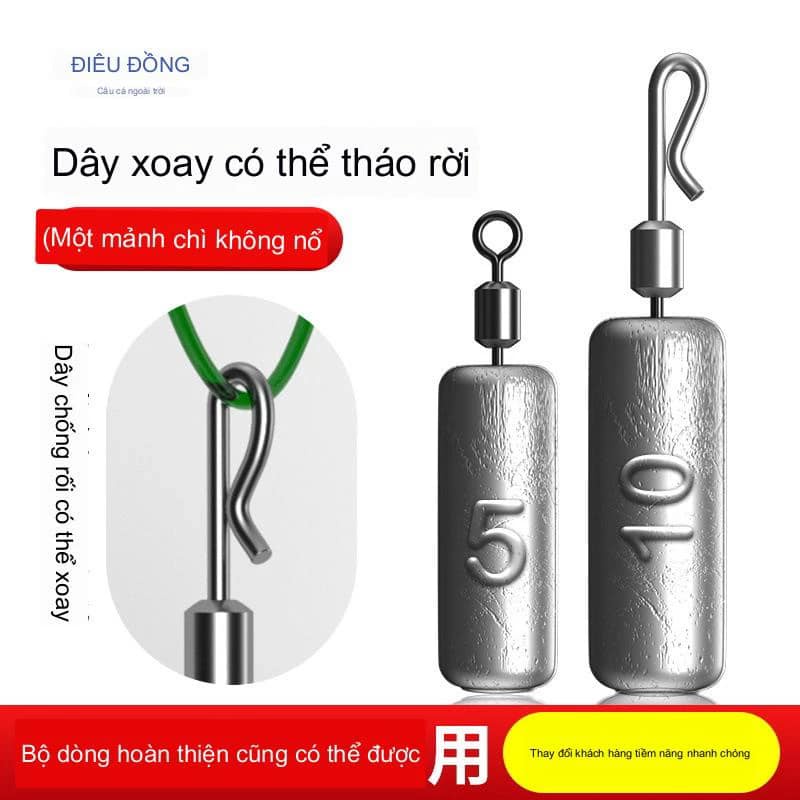 Chì chạy câu đáy, gài chì siêu nhanh, chì chạy chuyên cá nhát Anh Khoa Tackle