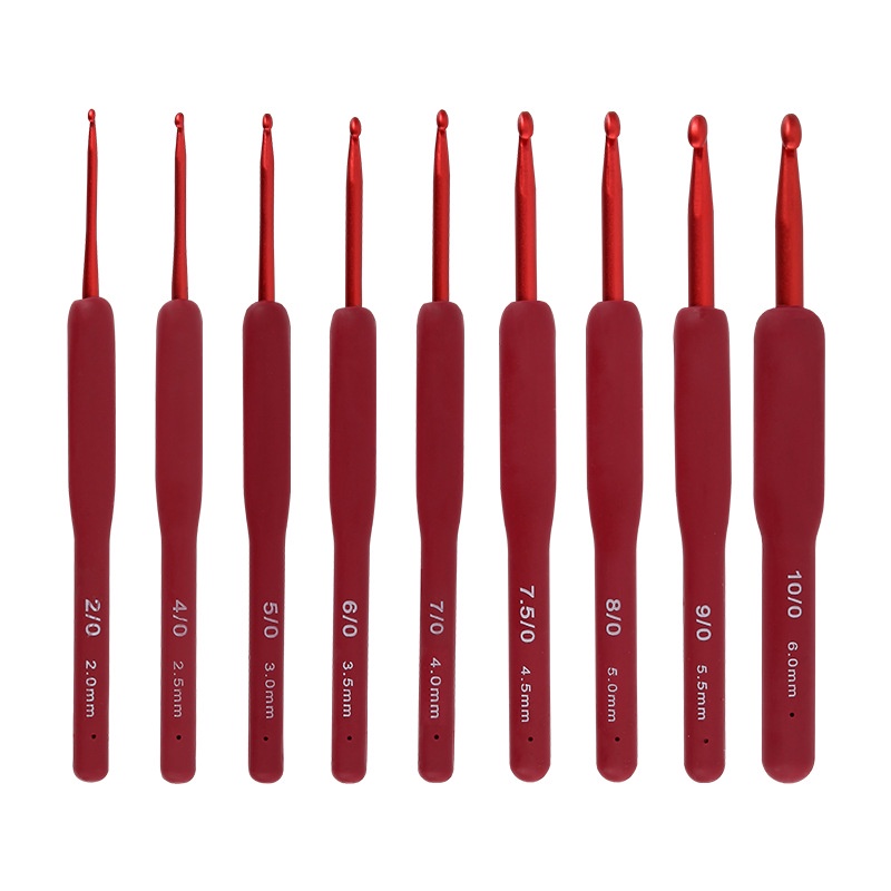 1 Bộ Kim Móc Len Bằng pvc + Nhôm + Tay Cầm Mềm Mại Màu Hồng