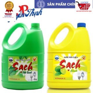 Nước rửa chén Net Sạch (3.8kg/can) Vitamin E hương Chanh/Trà Xanh