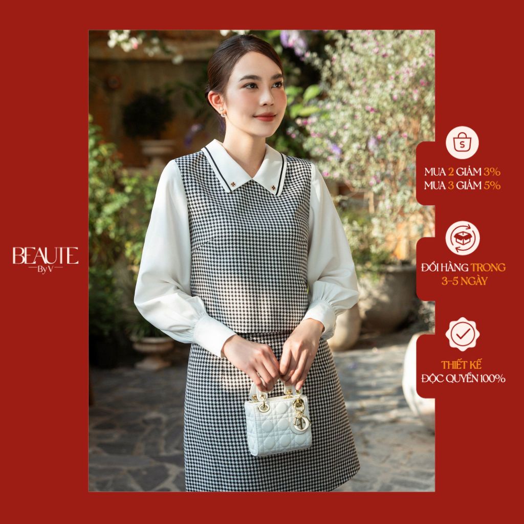BEAUTEBYV - Áo nữ phối cổ chạy ruy băng nổi Emmie