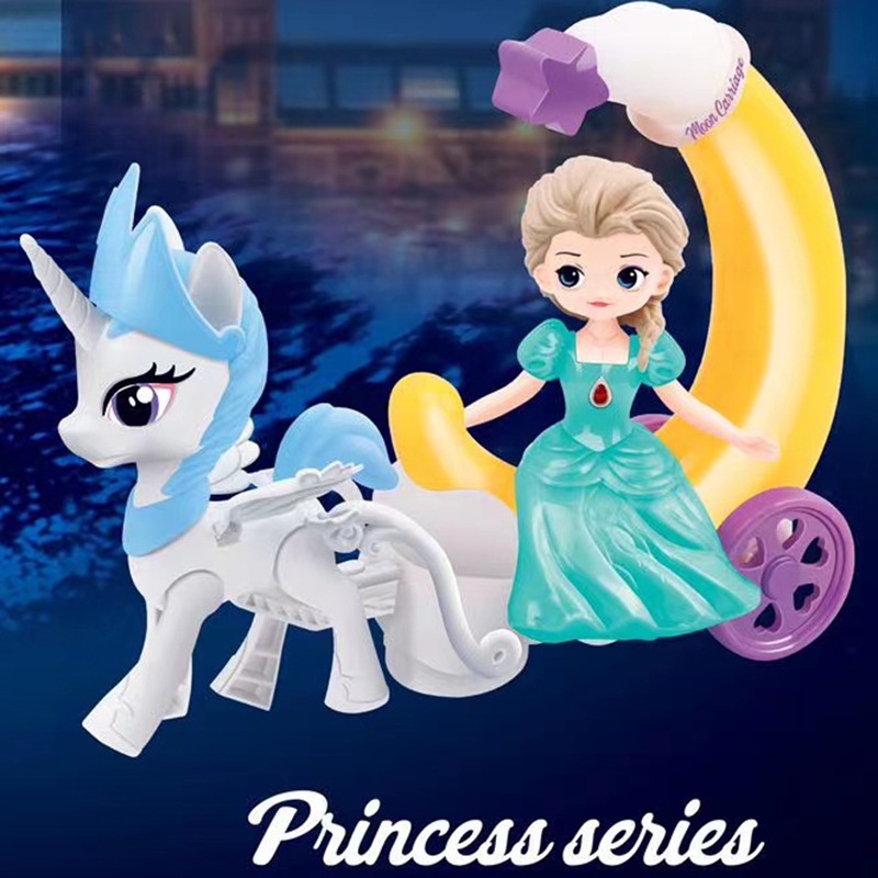 Lồng đèn công chúa ngồi xe ngựa pony - chạy pin có nhạc có đèn cho bé chơi Trung Thu