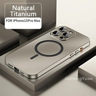 Chất Lượng Cao Sang Trọng Titan Vàng Hợp Kim Nhôm Khung PC Ốp Lưng Ống Kính Vòng Thủy Tinh Vỏ Điện Thoại Từ Tính Cho IPhone 16 15 14 12 13 Pro Max Plus Khóa Lò Xo Vỏ Bảo Vệ