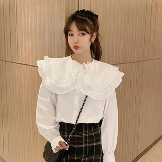 Áo Sơ Mi Trắng Cổ Búp Bê Phong Cách Hàn Quốc Thời Trang Mùa Thu Mới Cho Nữ