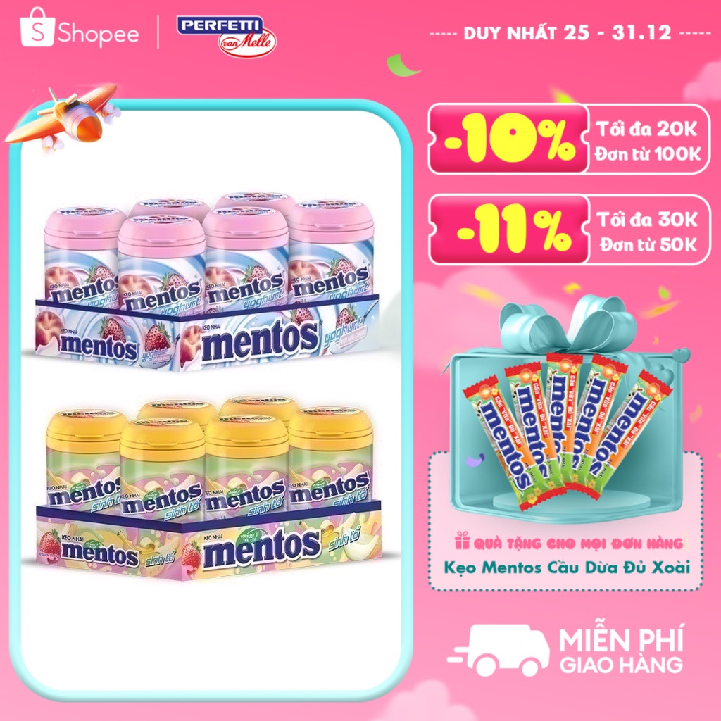 Kẹo Nhai Mentos hương trái cây (Hộp 6 hũ)