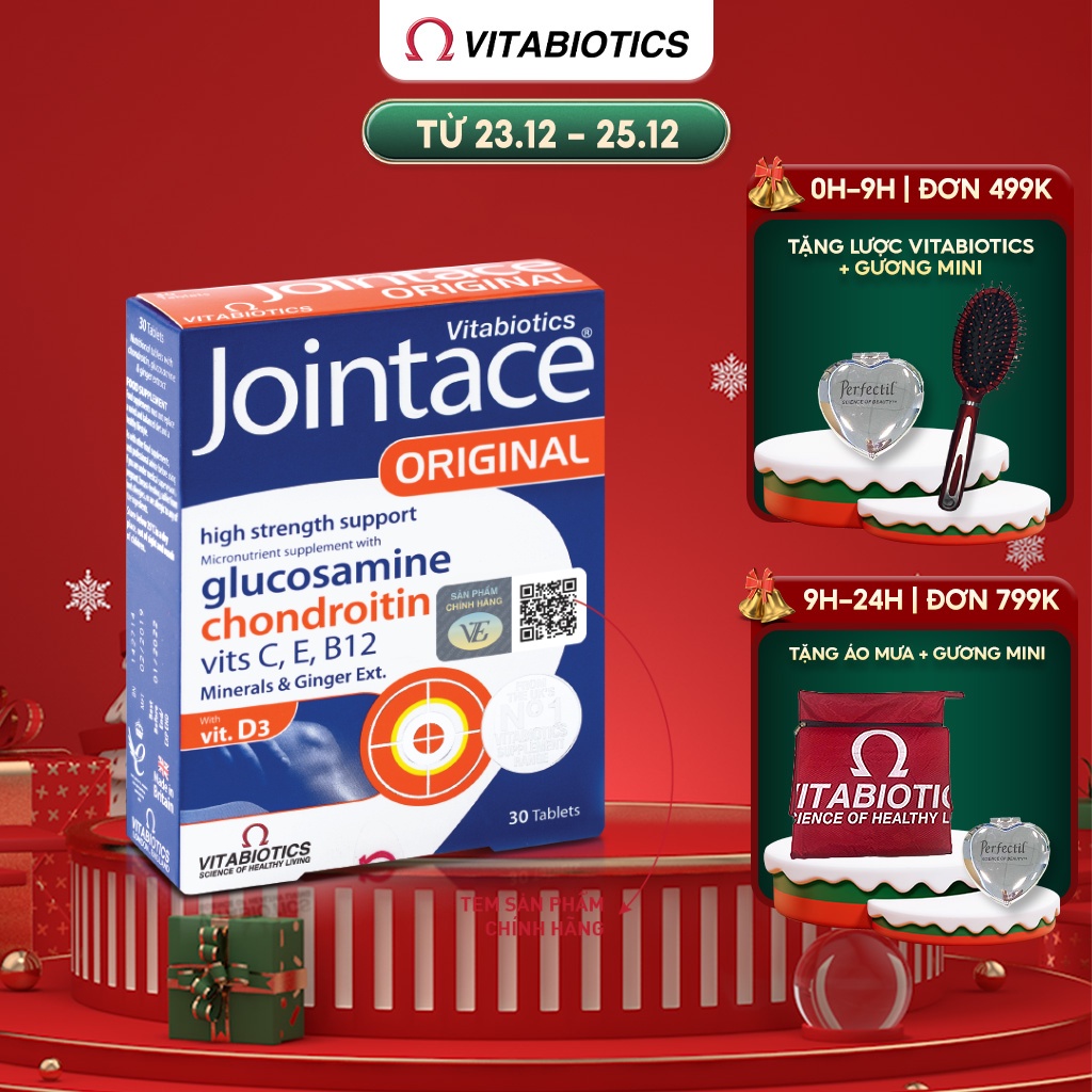 Viên Uống Vitabiotics JOINTACE Hỗ Trợ Tăng Tiết Dịch Khớp, Bổ Sung Vitamin Tăng Cường Sức Khỏe Khớp Hộp 30 Viên