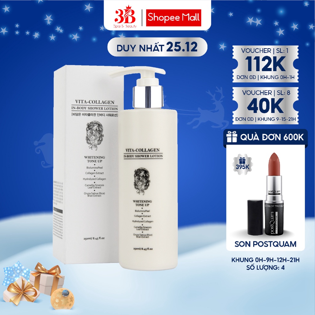 Sữa Tắm Trắng Da BIDAMEUN SIYOUL Vita Collagen In Body Shower Lotion Dưỡng Ẩm Làm Trắng Nâng Tone Da 250ML B44