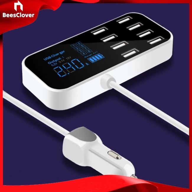 Củ Sạc Siêu Mỏng 8 Cổng usb 12v-24v Có Màn Hình led Hiển Thị
