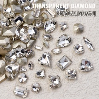 Manicure k9 Phụ Kiện Trang Sức Móng Tay Trong Suốt Kim Cương Hình Vuông / Bướm / Giọt Nước Mỡ Đính Kim Cương Trắng