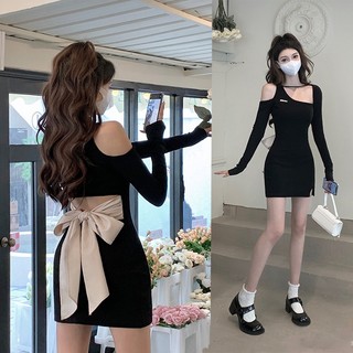 Đầm Dài Tay Ôm Dáng Phối Nơ Sau Lưng Gợi Cảm Hợp Thời Trang Cho Nữ
