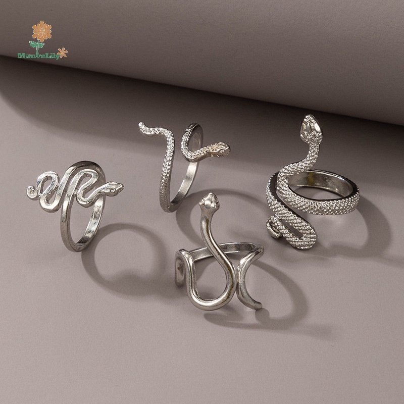 Set 4 NhẫN HìNh RắN ĐộC ĐáO ThờI Trang Cho Nữ