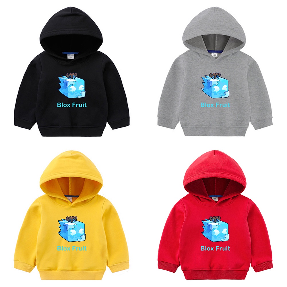 Mingyuan Ice Fruit Blox Fruit Áo Hoodie trẻ em Đơn giản Hoạt hình giản dị Áo khoác bé trai và bé gái hàng đầu