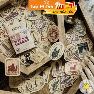 46 Sticker tem màu kraft vintage trang trí sổ Bullet Journal STI26 Vpp Tuệ Minh