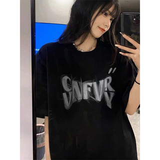 NZN Áo thun nữ Cotton nguyên chất phiên bản Hàn Quốc cổ tròn thời trang Áo thun tay ngắn dáng rộng Y2K