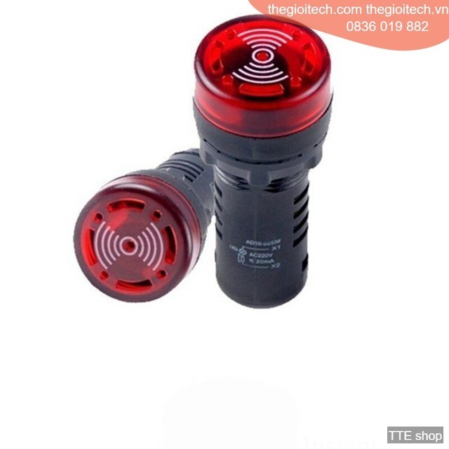 ĐÈN BÁO có CÒI báo động 12-24 AC/DC và 220VAC, phi 22mm - XANH,12AC/DC