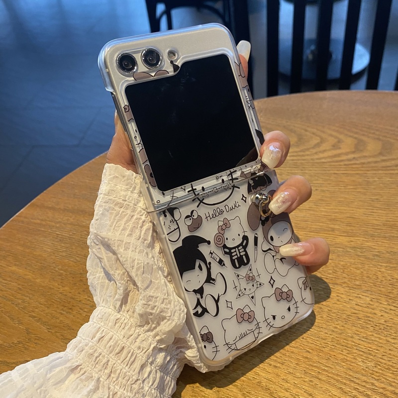 Bao Da Điện Thoại Nắp Lật Vẽ Hình Gấu Pooh / Mèo kitty Cho samsung galaxy z flip 5 4 3 2 1 flip3 flip4 flip5 fold5 z fold 5 4 3 2 5g Vỏ