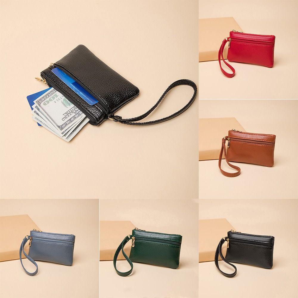 Dalton Ví Tiền Xu Bằng Da pu Màu Trơn Có Khóa Kéo Phong Cách Hàn Quốc