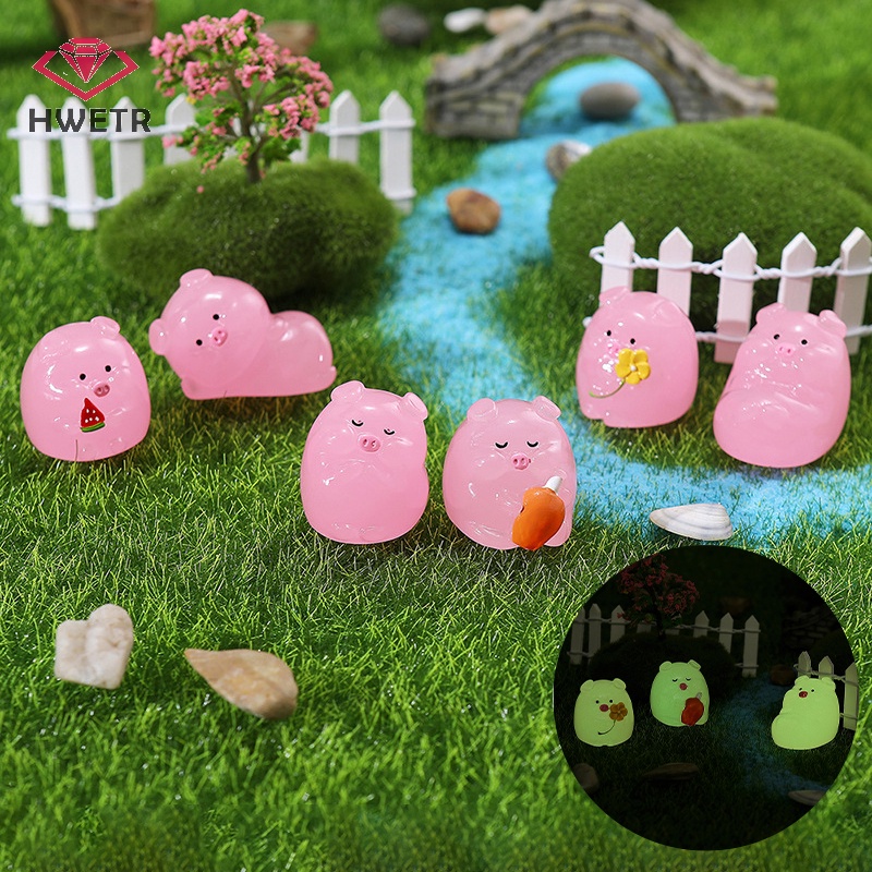 Tượng Heo Con Bằng Nhựa Phát Sáng Dùng Trang Trí Tiểu Cảnh Mới