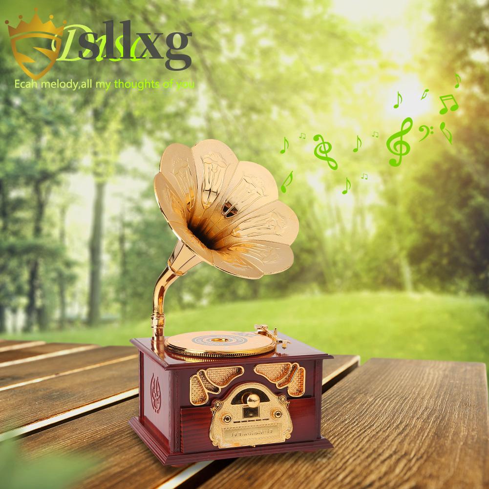 Hộp Nhạc Hình Máy Hát Đĩa phonograph Bằng Gỗ Phong Cách vintage Sáng Tạo Dùng Làm Quà Tặng Sinh Nhật / Giáng Sinh