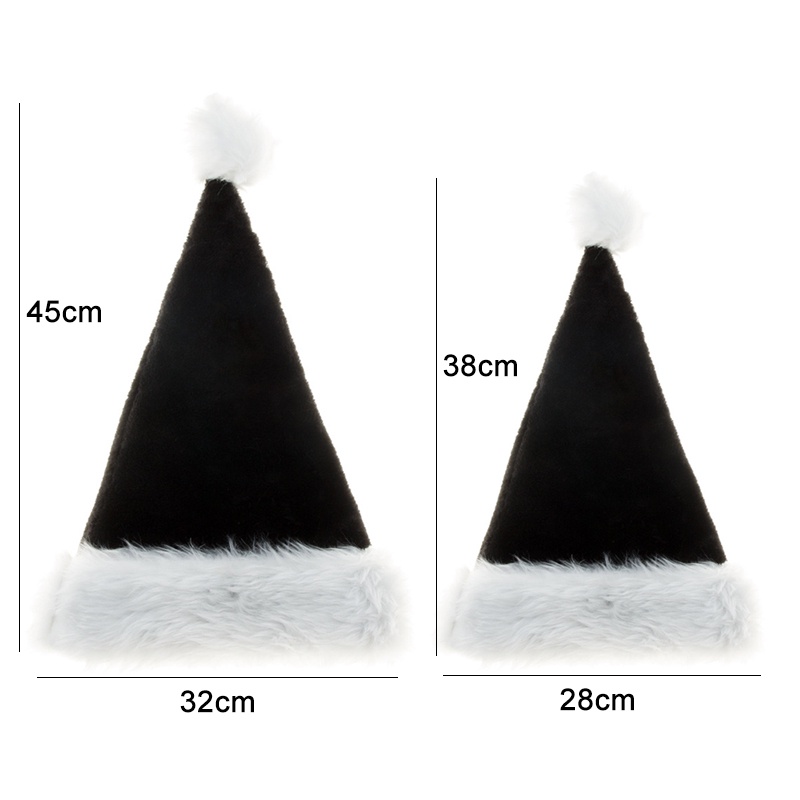 Mới Mũ Hóa Trang Ông Già Noel / Ông Già Noel Bằng Lông Nhung Dày Dặn Màu Đen Đơn Giản Cho Người Lớn / Trẻ Em