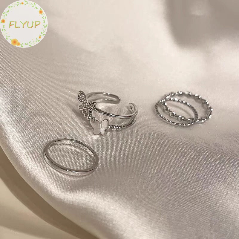 Flyup Nhẫn Kim Loại Hình Bướm Có Thể Điều Chỉnh Phong Cách punk Thời Trang Cho Nữ vn