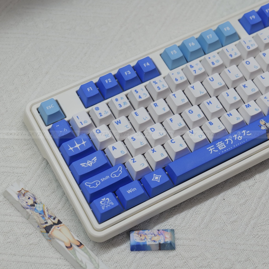 Amane Kanata Keycaps Cherry Profile Hololive Anime PBT DYE SUB Bàn Phím Cơ Keycap
