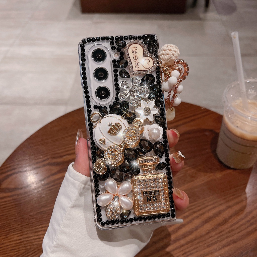 Samsung Ốp Điện Thoại Đính Kim Cương Giả Hình Hoa / Bí Ngô / Đu Đủ Màu Cho galaxy z fold 5 4 3 2 5g