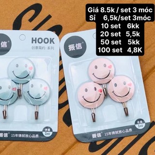 Set 3 móc dán tường mặt cười hook