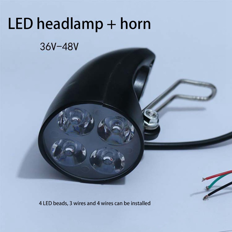 Đèn Pha 4 Bóng led 36v 48v Siêu Sáng Có Còi Chuyên Dùng Cho Xe Đạp Điện