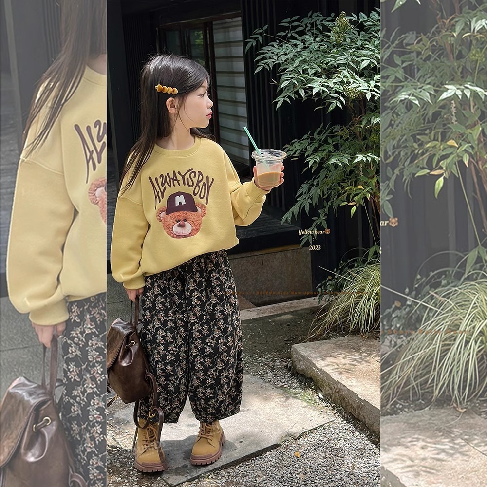 Áo sweater Tay Dài Cổ Tròn In Họa Tiết Hoạt Hình Thời Trang Mùa Thu Cho Bé Gái