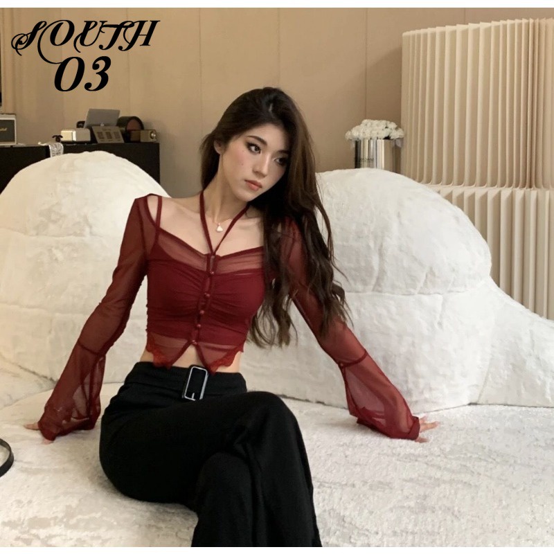 Áo cardigan Dài Tay Ôm Dáng Xinh Xắn Dành Cho Nữ áo croptop