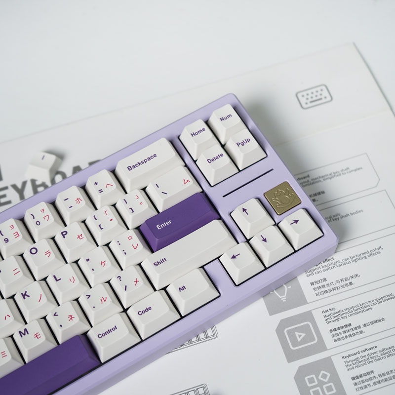 146 phím Hoa hồng tím hồng bàn phím cơ keycap PBT kaycaps Nhuộm thăng hoa anh đào hồ sơ với Alice Space bar keycap