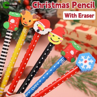 Kawaii bút chì vẽ hình ông già noel tuần lộc tuyết tuần lộc giáng sinh dễ thương kèm gôm tẩy
