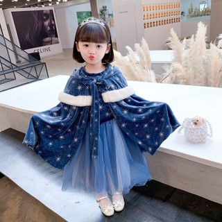 Đầm công chúa elsa kèm áo choàng thiết kế mới đáng yêu dành cho bé gái
