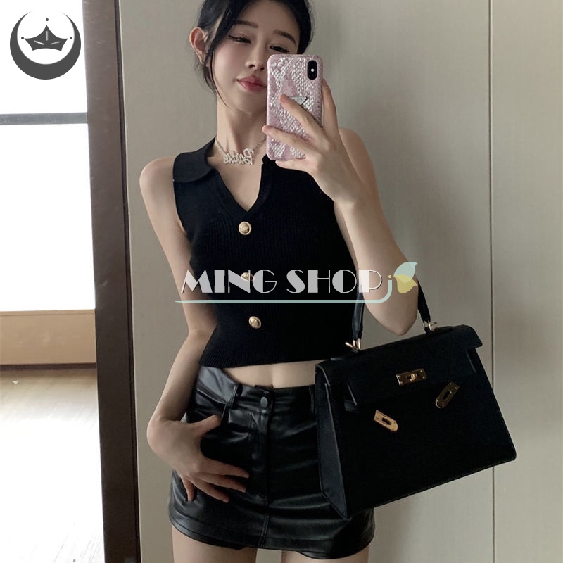 Áo Dệt Kim Sát Nách Cổ Chữ v Màu Sắc Thời Trang Mùa Hè Cho Nữ