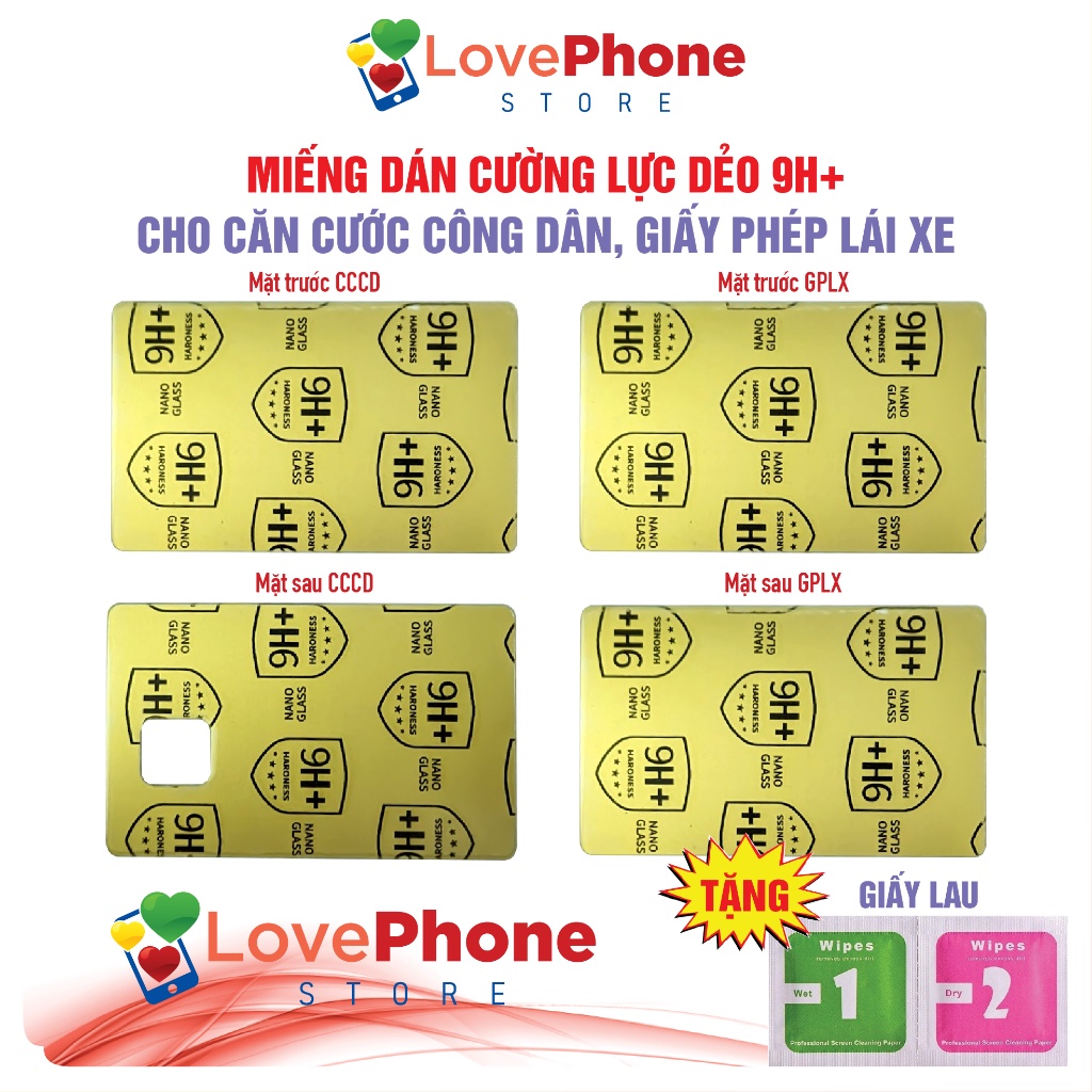 Miếng dán cường lực Căn cước công dân CCCD Bằng Lái Xe GPLX bảo vệ chống trầy xước - Love Phone