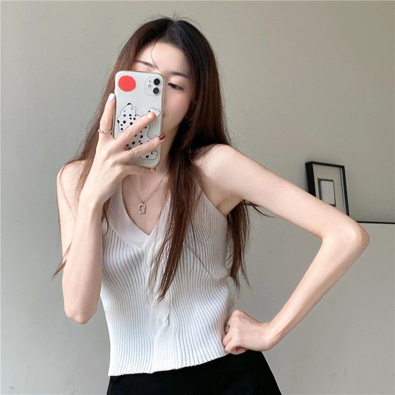 Áo Hai Dây Dệt Kim Dáng Ôm Phong Cách Thời Trang Mới Dành Cho Nữ