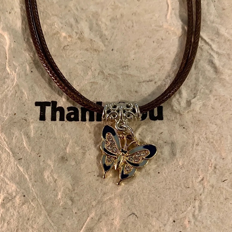 Vòng cổ Hợp Kim Mặt Hình Bướm Đính Đá Lấp Lánh
