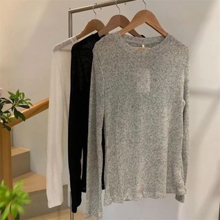 Áo Thun Mỏng Cổ Tròn Tay Dài Phong Cách Hàn Quốc Thời Trang Mùa Thu 2023