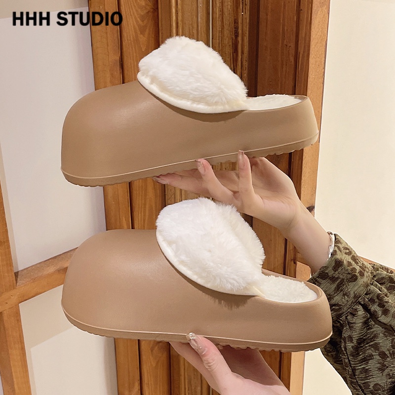 HHH  Dép bông Dép Lông dép bánh mì nữ đi trong nhà ĐẾ CAO SU FMR2390PSX 37Z230912