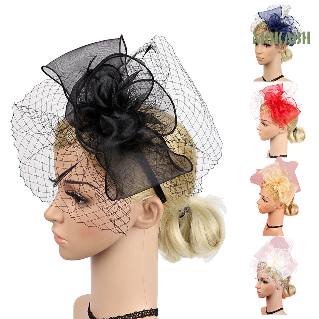 Mũ Lưới Thắt Nơ Phong Cách Hoàng Gia vintage Trang Trí Tóc Đi Tiệc Cưới