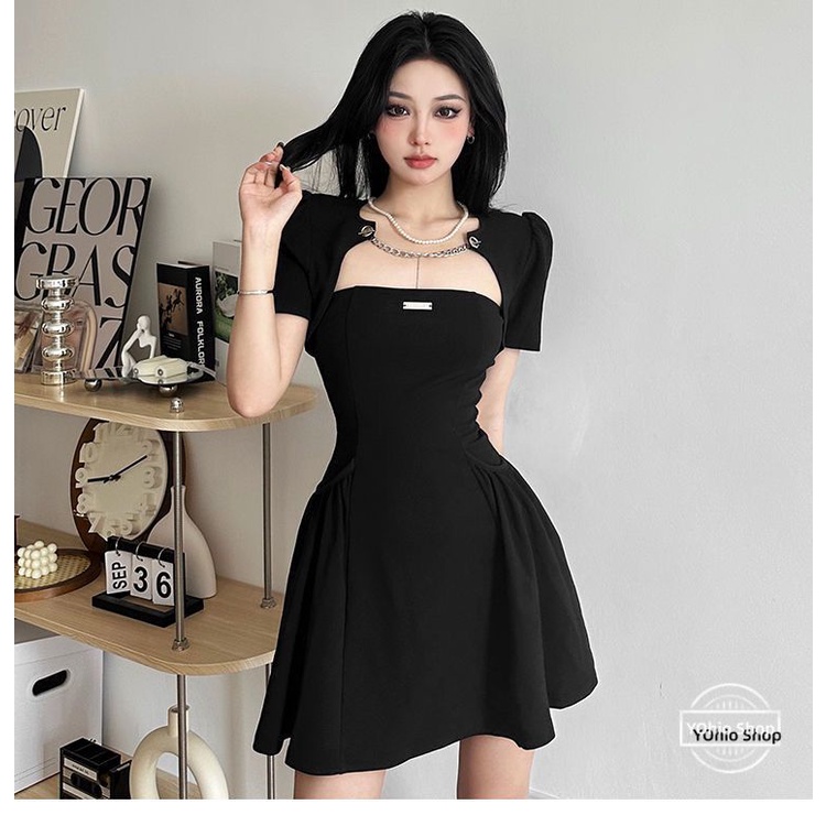 Plus Bộ Áo cardigan Ngắn Tay + Đầm Xinh Xắn Theo Phong Cách Mùa Hè Dành Cho Nữ