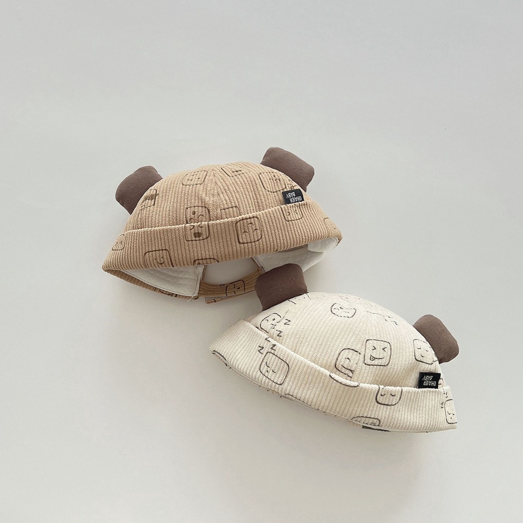 Mũ Trùm Đầu Vải Nhung In Hoạt Hình Dễ Thương Phong Cách Hàn Quốc Cho Bé