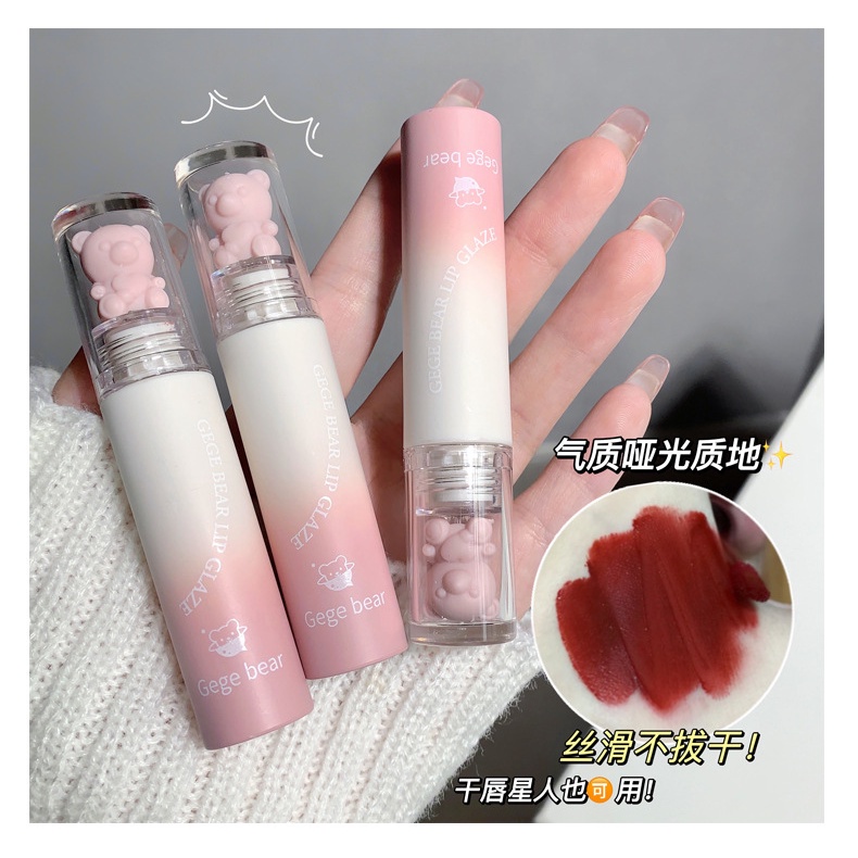 Son Môi Velvet Thiết Kế Hình Con Gấu Đáng Yêu, Dễ Thương, Màu Sắc Dễ Dùng, Lên Màu Chuẩn