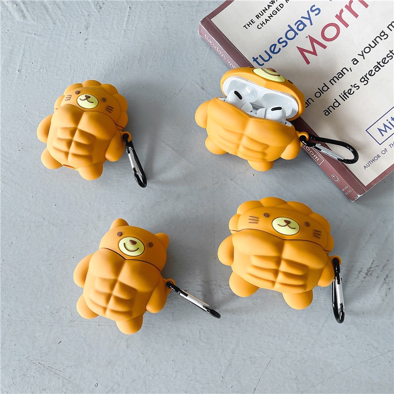 Ốp Vỏ Bảo Vệ Hộp Sạc Tai Nghe airpods 1 2 3 pro pro 2 Bằng Silicon Hình Sư Tử / Gấu Dễ Thương